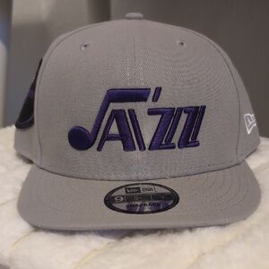 New Era Gray and Purple Jazz Snapback Cap